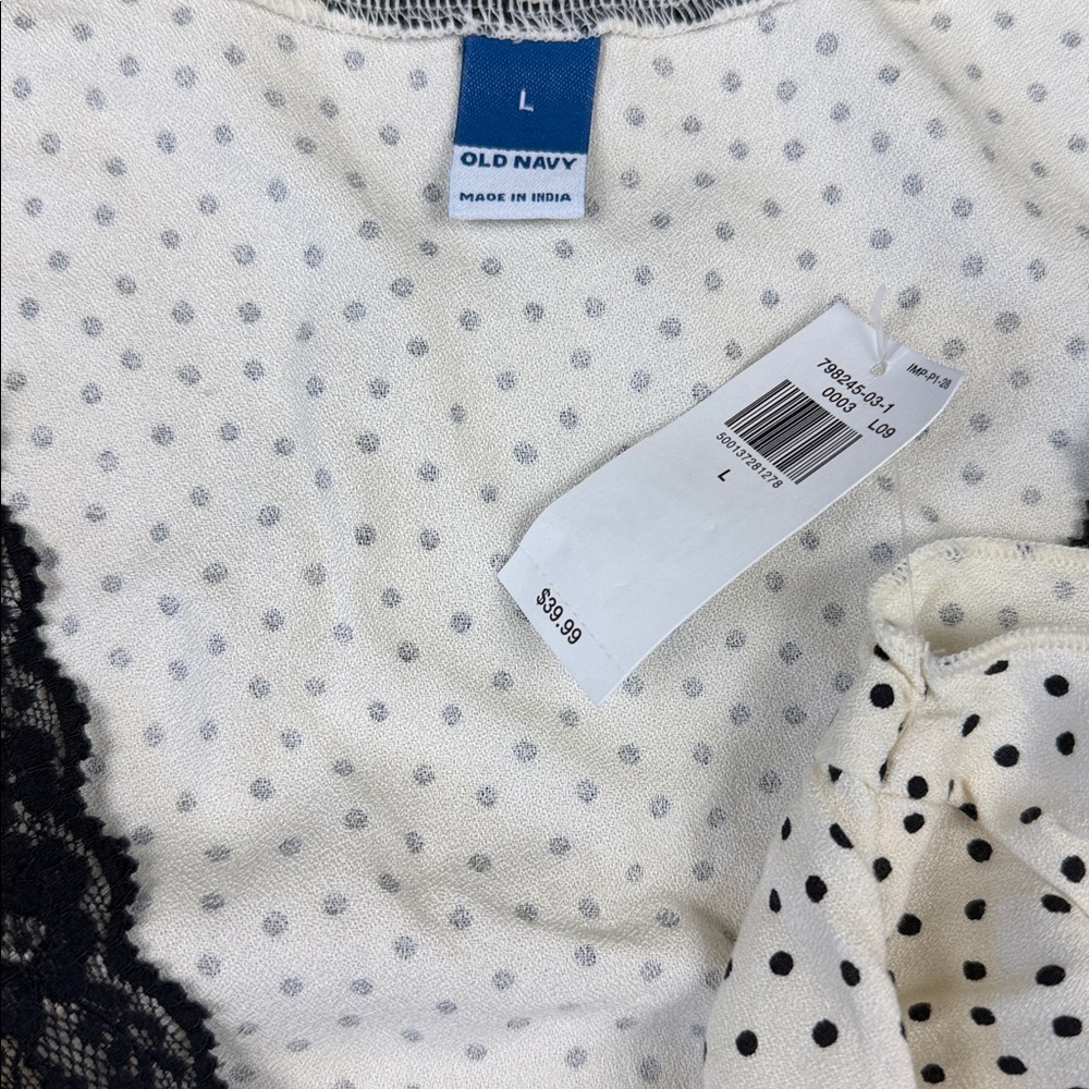 Old Navy Babydoll Polka Dot Mini Dress with Lace Trim. NWT. Size Large. - Picture 4 of 5